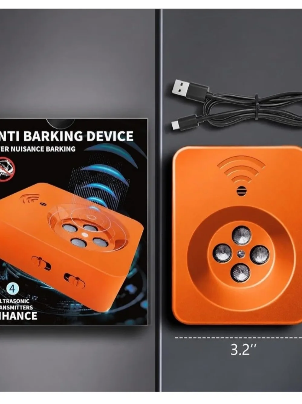 Ultrasonic Dog Bark Deterrent - Orange